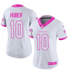 Women's Nike Cincinnati Bengals #10 Kevin Huber Limited White/Pink Rush Fashion NFL Jersey