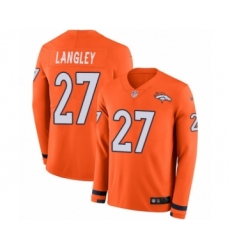 Youth Nike Denver Broncos #27 Brendan Langley Limited Orange Therma Long Sleeve NFL Jersey