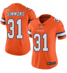 Women's Nike Denver Broncos #31 Justin Simmons Limited Orange Rush Vapor Untouchable NFL Jersey