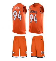 Men's Nike Denver Broncos #94 Domata Peko Limited Orange Tank Top Suit NFL Jersey