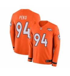Youth Nike Denver Broncos #94 Domata Peko Limited Orange Therma Long Sleeve NFL Jersey