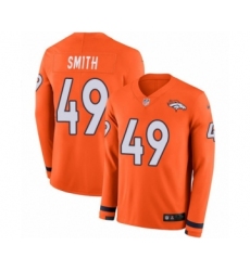 Men's Nike Denver Broncos #49 Dennis Smith Limited Orange Therma Long Sleeve NFL Jersey