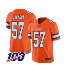 Men's Denver Broncos #57 Tom Jackson Limited Orange Rush Vapor Untouchable 100th Season Football Jersey