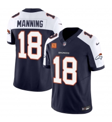 Men's Denver Broncos #18 Peyton Manning Navy 2024 F.U.S.E. With 4-Star C Vapor Limited Stitched Football Jersey