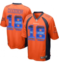 Men's Nike Denver Broncos #18 Peyton Manning Limited Orange Strobe NFL Jersey