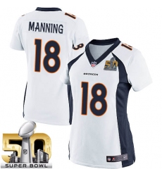 Women's Nike Denver Broncos #18 Peyton Manning Limited White Super Bowl 50 Bound NFL Jersey