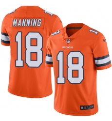 Youth Nike Denver Broncos #18 Peyton Manning Limited Orange Rush Vapor Untouchable NFL Jersey