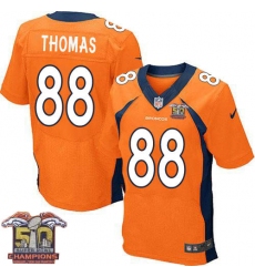 Men's Nike Denver Broncos #88 Demaryius Thomas Elite Orange Team Color Super Bowl 50 Champions NFL Jersey