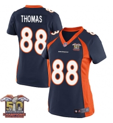 Women's Nike Denver Broncos #88 Demaryius Thomas Elite Navy Blue Alternate Super Bowl 50 Champions NFL Jersey