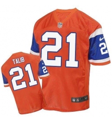 Men's Nike Denver Broncos #21 Aqib Talib Elite Orange Throwback NFL Jersey