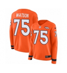 Women's Nike Denver Broncos #75 Menelik Watson Limited Orange Therma Long Sleeve NFL Jersey