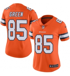 Women's Nike Denver Broncos #85 Virgil Green Limited Orange Rush Vapor Untouchable NFL Jersey