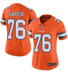 Women's Nike Denver Broncos #76 Max Garcia Limited Orange Rush Vapor Untouchable NFL Jersey