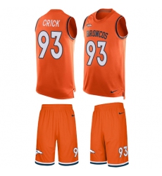 Men's Nike Denver Broncos #93 Jared Crick Limited Orange Tank Top Suit NFL Jersey