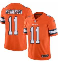 Men's Nike Denver Broncos #11 Carlos Henderson Limited Orange Rush Vapor Untouchable NFL Jersey