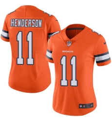 Women's Nike Denver Broncos #11 Carlos Henderson Limited Orange Rush Vapor Untouchable NFL Jersey