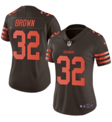 Women's Nike Cleveland Browns #32 Jim Brown Limited Brown Rush Vapor Untouchable NFL Jersey