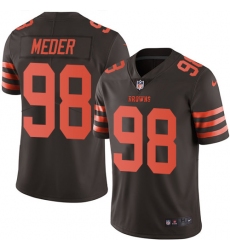 Men's Nike Cleveland Browns #98 Jamie Meder Limited Brown Rush Vapor Untouchable NFL Jersey