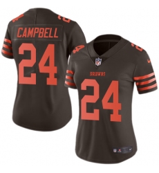 Women's Nike Cleveland Browns #24 Ibraheim Campbell Limited Brown Rush Vapor Untouchable NFL Jersey