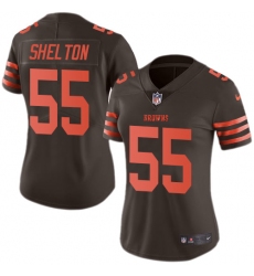 Women's Nike Cleveland Browns #55 Danny Shelton Limited Brown Rush Vapor Untouchable NFL Jersey