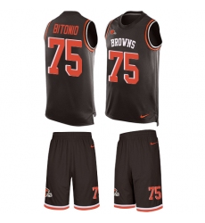 Men's Nike Cleveland Browns #75 Joel Bitonio Limited Brown Tank Top Suit NFL Jersey