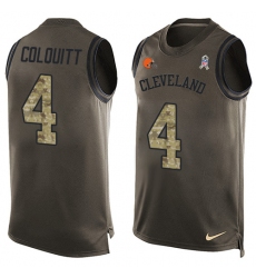 Men's Nike Cleveland Browns #4 Britton Colquitt Limited Green Salute to Service Tank Top NFL Jersey