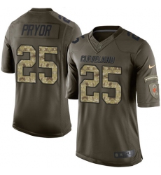 Men's Nike Cleveland Browns #25 Calvin Pryor Elite Green Salute to Service NFL Jersey