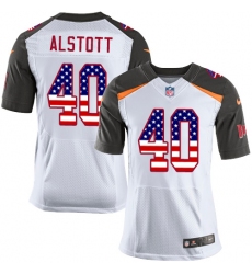 Men's Nike Tampa Bay Buccaneers #40 Mike Alstott Elite White Road USA Flag Fashion NFL Jersey