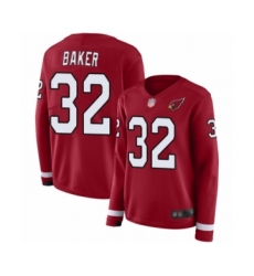 Women's Arizona Cardinals #32 Budda Baker Limited Red Therma Long Sleeve Football Jersey Women's Arizona Cardinals #32 Budda Baker Limited Red Therma Long Sleeve Football Jersey