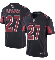 Men's Nike Arizona Cardinals #27 Tyvon Branch Elite Black Rush Vapor Untouchable NFL Jersey