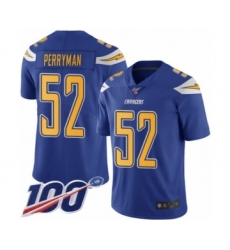 Men's Los Angeles Chargers #52 Denzel Perryman Limited Electric Blue Rush Vapor Untouchable 100th Season Football Jersey