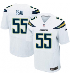 Men's Nike Los Angeles Chargers #55 Junior Seau Elite White NFL Jersey