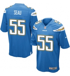 Men's Nike Los Angeles Chargers #55 Junior Seau Game Electric Blue Alternate NFL Jersey