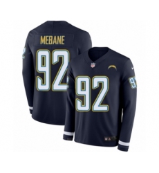 Youth Nike Los Angeles Chargers #92 Brandon Mebane Limited Navy Blue Therma Long Sleeve NFL Jersey