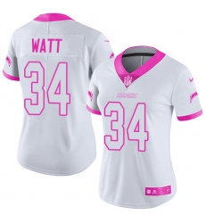 Women's Nike Los Angeles Chargers #34 Derek Watt Limited White/Pink Rush Fashion NFL Jersey