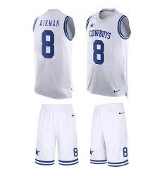 Men's Nike Dallas Cowboys #8 Troy Aikman Limited White Tank Top Suit NFL Jersey