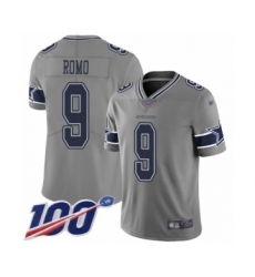 Men's Dallas Cowboys #9 Tony Romo Limited Gray Inverted Legend 100th Season Football Jersey