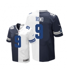 Men's Nike Dallas Cowboys #9 Tony Romo Elite Navy Blue/White Split Fashion NFL Jersey