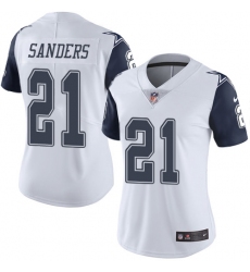 Women's Nike Dallas Cowboys #21 Deion Sanders Limited White Rush Vapor Untouchable NFL Jersey