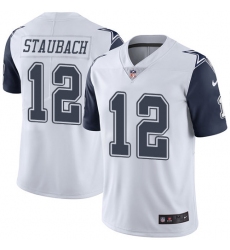 Youth Nike Dallas Cowboys #12 Roger Staubach Limited White Rush Vapor Untouchable NFL Jersey