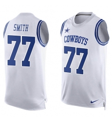 Men's Nike Dallas Cowboys #77 Tyron Smith Limited White Player Name & Number Tank Top NFL Jersey