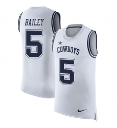 Men's Nike Dallas Cowboys #5 Dan Bailey Limited White Rush Player Name & Number Tank Top NFL Jersey