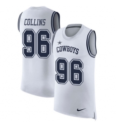 Men's Nike Dallas Cowboys #96 Maliek Collins Limited White Rush Player Name & Number Tank Top NFL Jersey