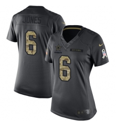 Women's Nike Dallas Cowboys #6 Chris Jones Limited Black 2016 Salute to Service NFL Jersey