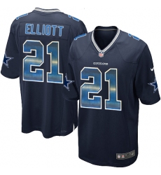 Men's Nike Dallas Cowboys #21 Ezekiel Elliott Limited Navy Blue Strobe NFL Jersey