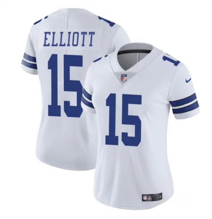 Women's Dallas Cowboys #15 Ezekiel Elliott White Vapor Limited Football Stitched Jersey