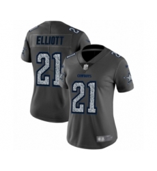 Women's Dallas Cowboys #21 Ezekiel Elliott Gray Static Fashion Limited Football Jersey