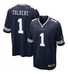 Men's Dallas Cowboys #1 Jalen Tolbert Navy Blue Vapor Limited Jersey