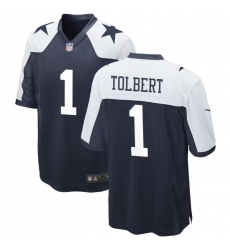 Men's Dallas Cowboys #1 Jalen Tolbert Thanksgiving Blue Vapor Limited Jersey