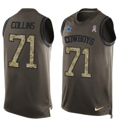 Men's Nike Dallas Cowboys #71 La'el Collins Limited Green Salute to Service Tank Top NFL Jersey